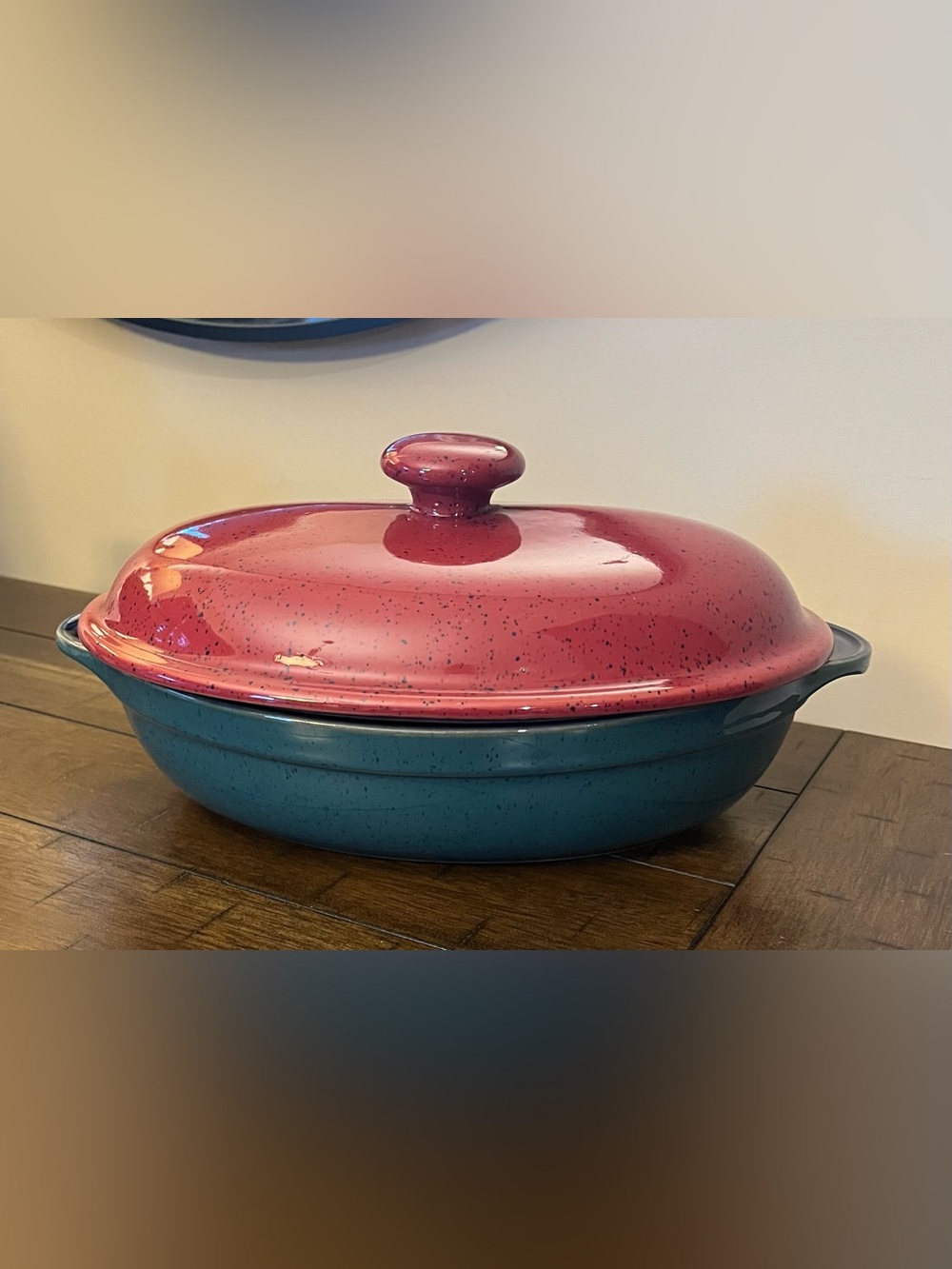 Denby-Langley Harlequin 12 3/4 Inch 2.5 Quart Oval Covered Casserole Dish
